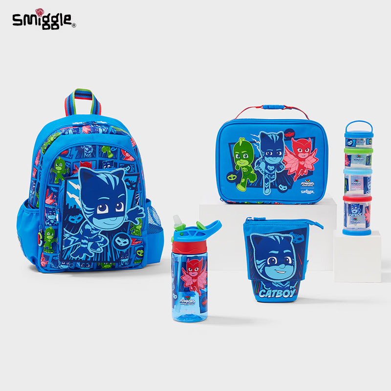 Smiggle PJ Masks Design Set 3pcs Backpack 26cm Lunch Box  Bottle