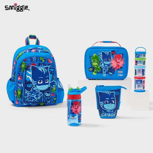 Smiggle PJ Masks Design Set 3pcs Backpack 26cm Lunch Box  Bottle