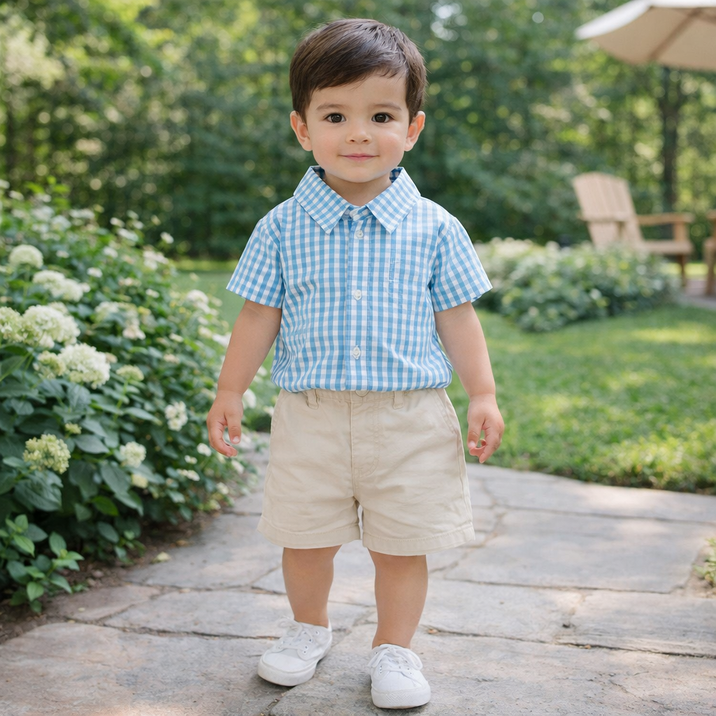Boys Cotton  Blue Set - Soft Summer Outfit (2-3Y)