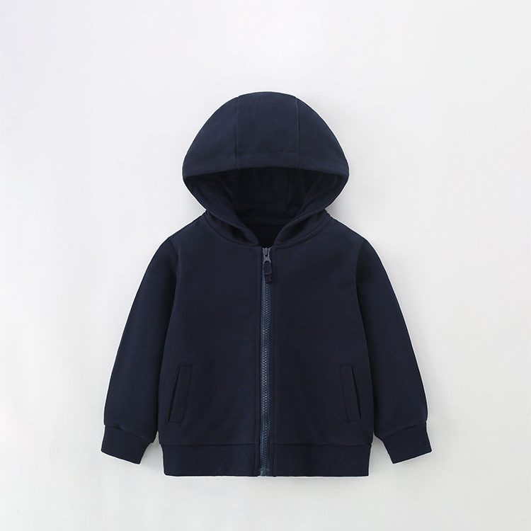 Boys Light Cotton Zip Hoodie – Navy Blue | Size 3-10y