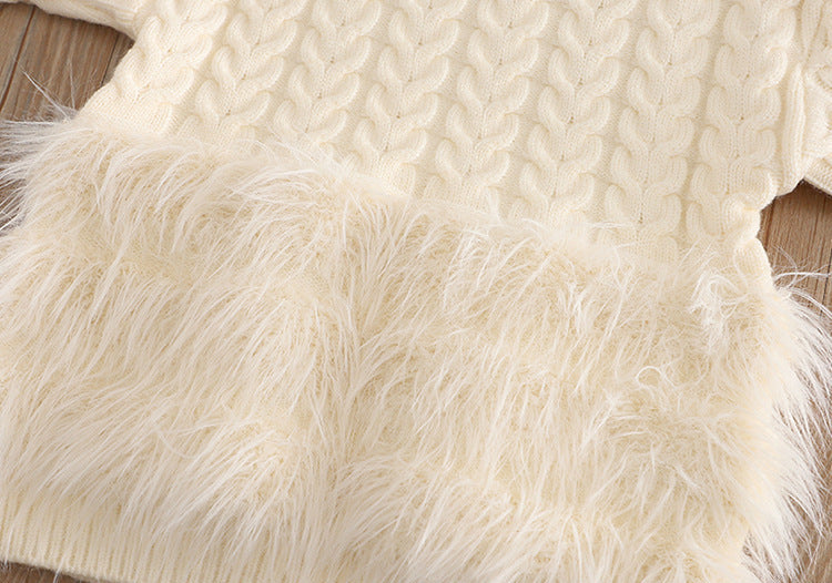 Girls’ Faux Fur Trim Knit 2-Piece Set | 2–7Y