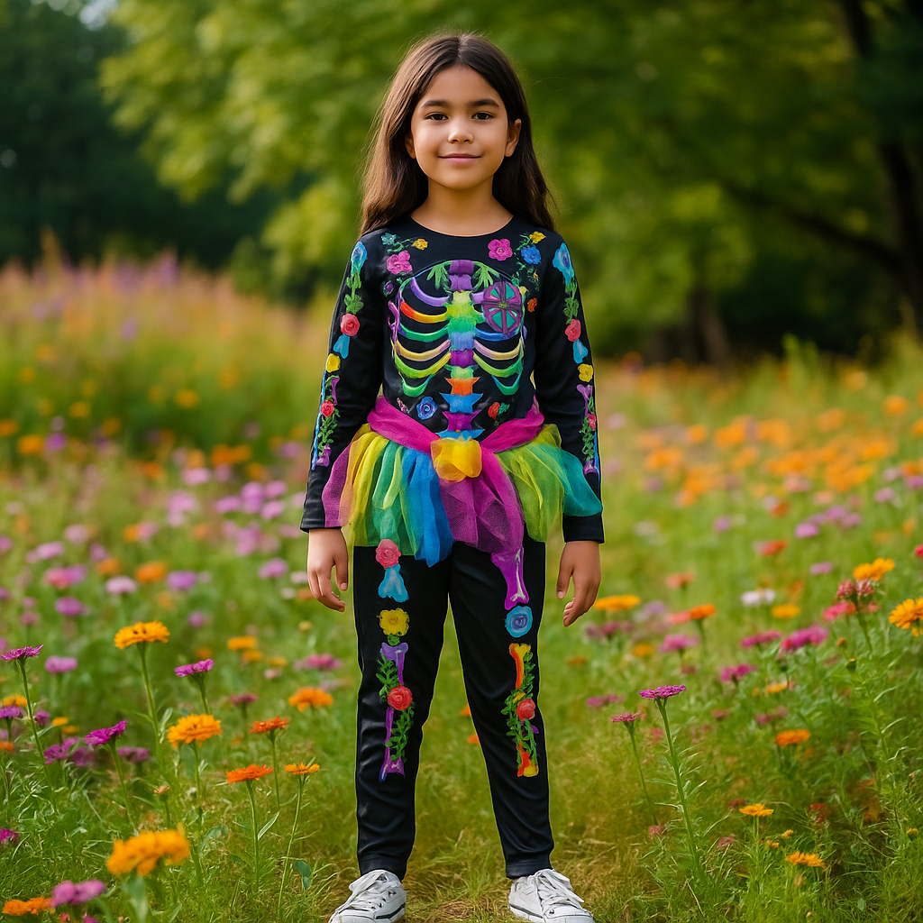 Neon Skeleton Child Jumpsuit Age 2-8y