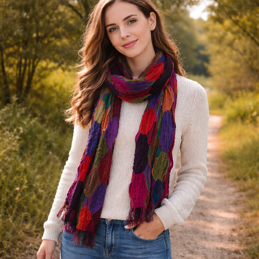 Multicolor Textured Winter Scarf