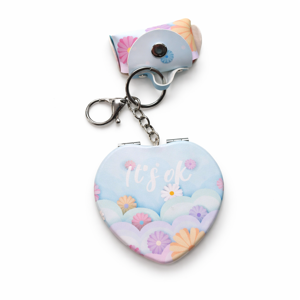 Mirrors Pocket keychain with small bag | Flowers |