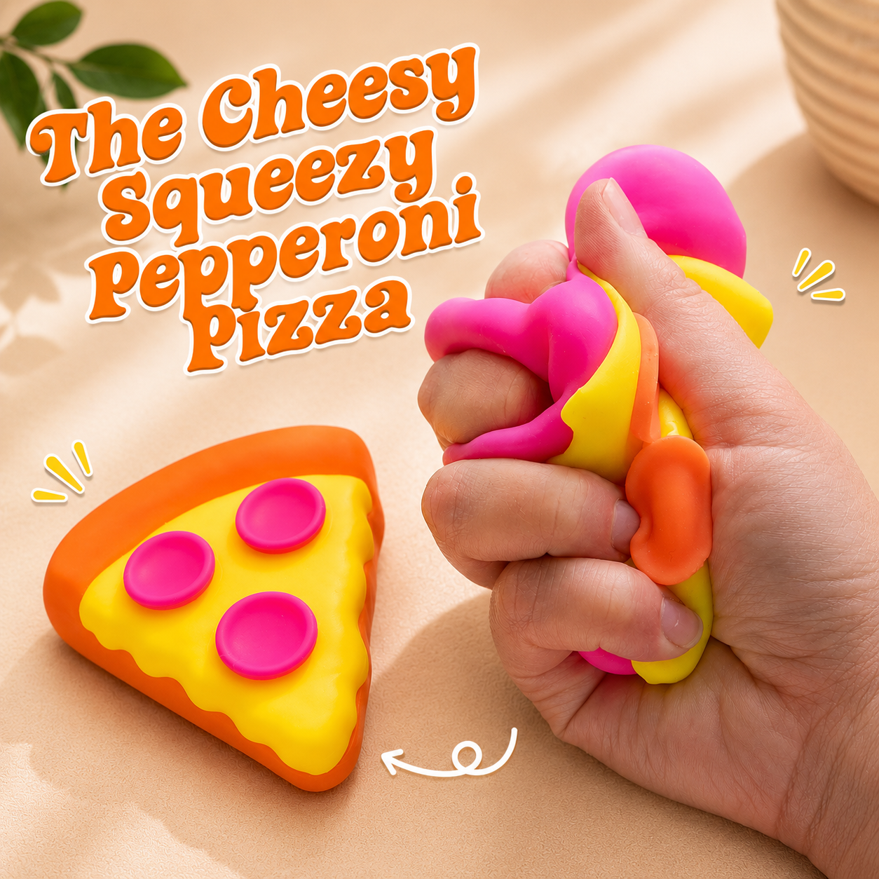 Needoh The Cheesy Squeezy Pepperoni Pizza Squishy Toy | 3+