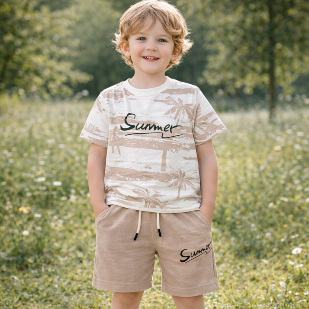 Boys Cotton Palm – Soft Summer Outfit (5–8Y)