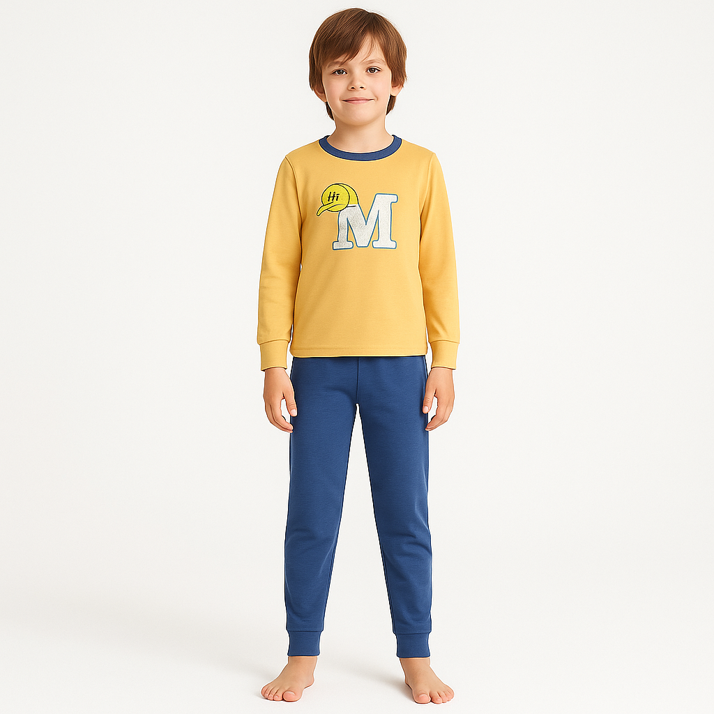 Mustard Pyjama For Boys M Design Size 6-12y
