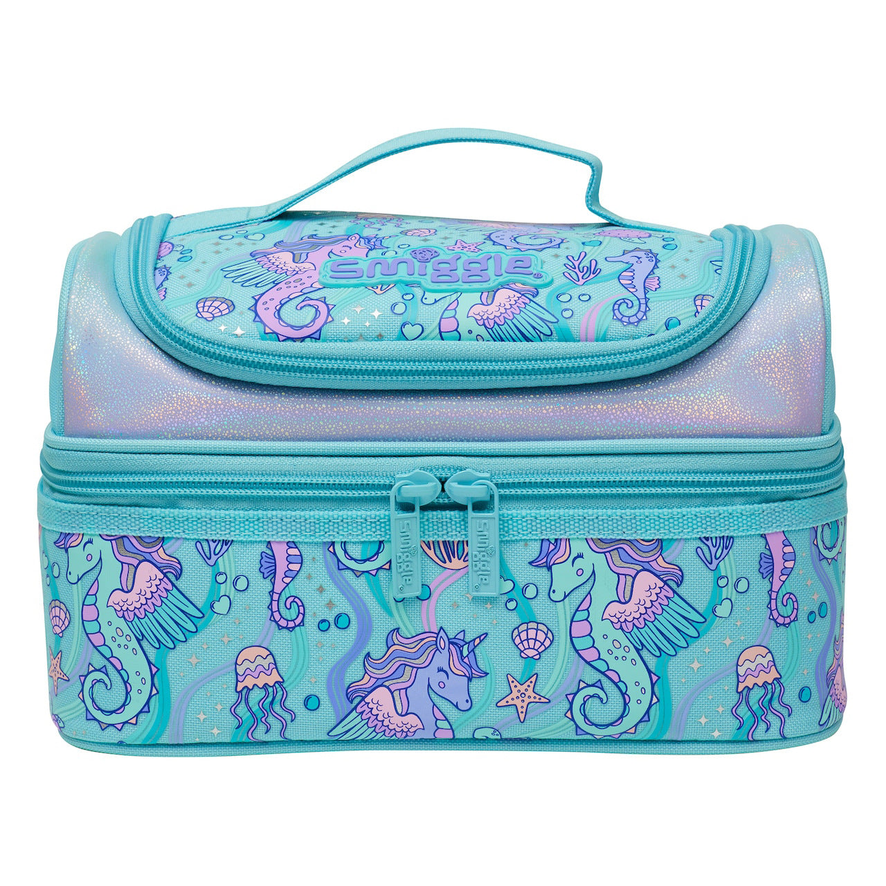 Smiggle Sea Horse Design Set Of 3pcs Bottle Lunch Bag Backpack 42cm