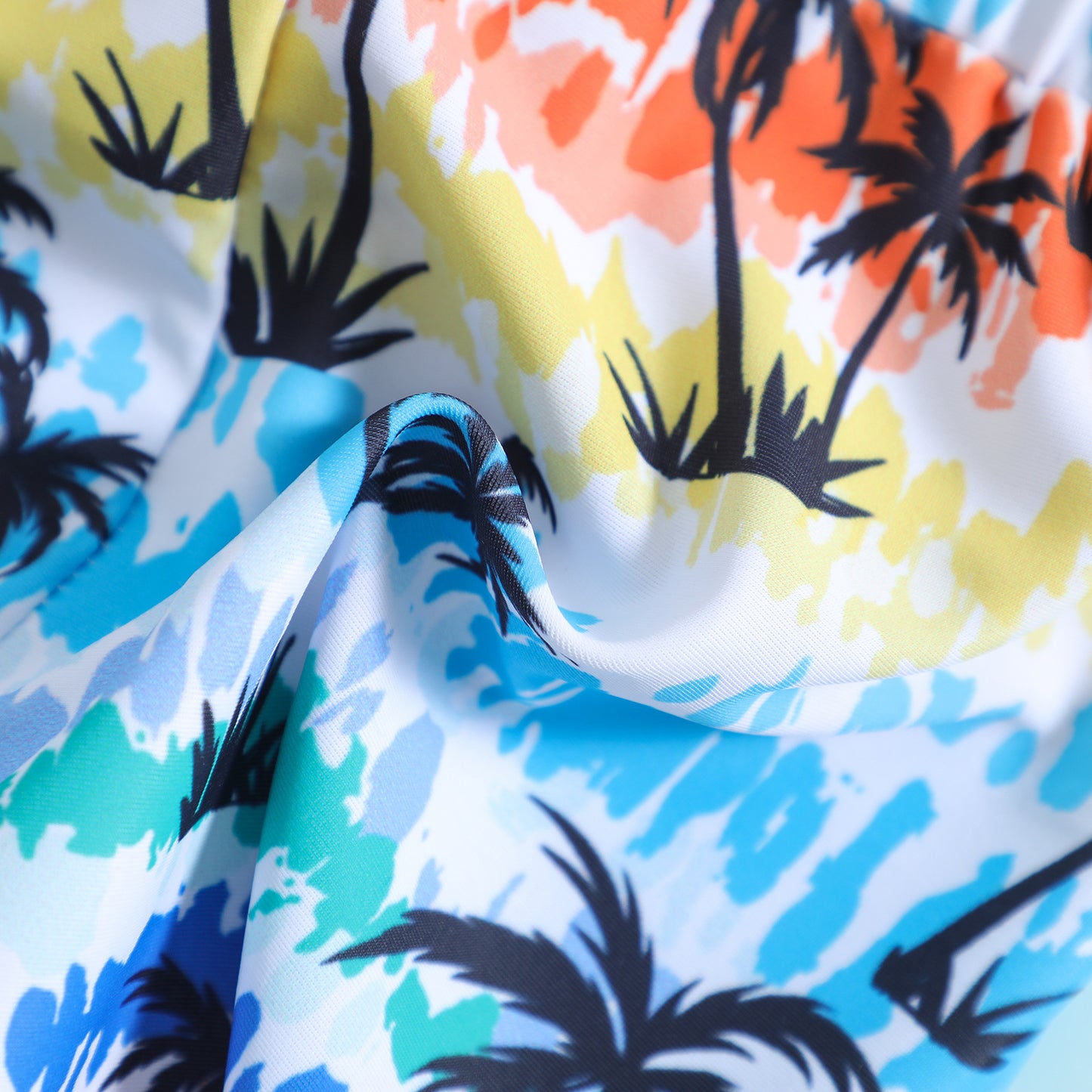 Kids Tropical Palm Tree Swim Shorts – Colorful Beach Print Size 6M-4Y