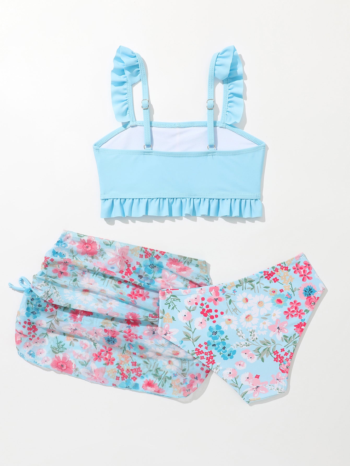 Girls 3pcs Swimwear Set – Flowers | Size 4–7Y