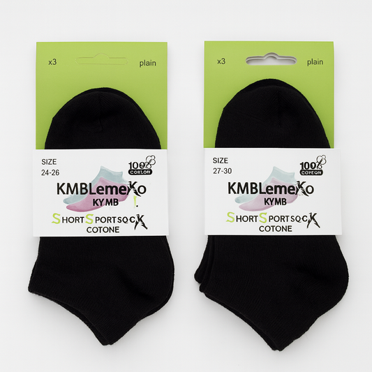 Short Socks Cotton 100% Size 24-30 (3 Pairs)