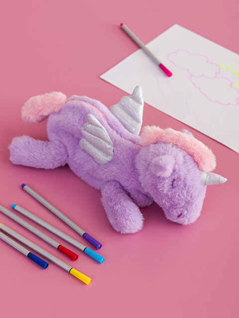 Smiggle Pencil Case | Plush | Purple | Unicorn