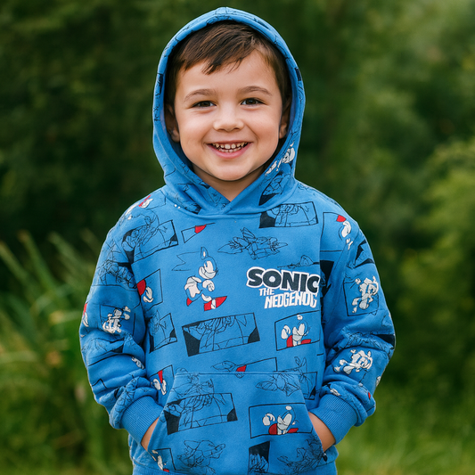 Light Hoodie With Fleece Sonic Design Size 6-7y