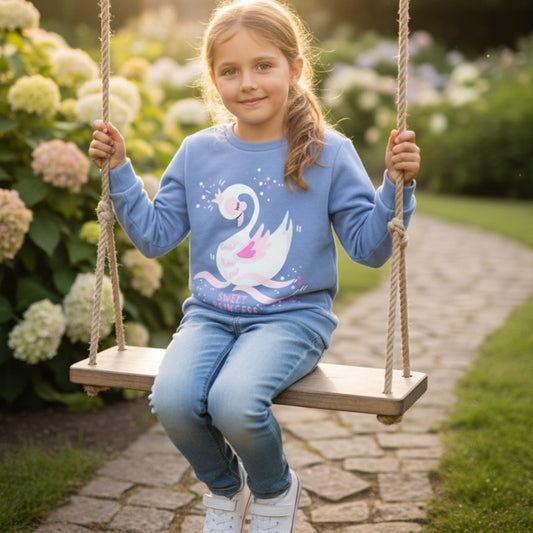 Warm Top With Fleece Swan Design Size 9-12y