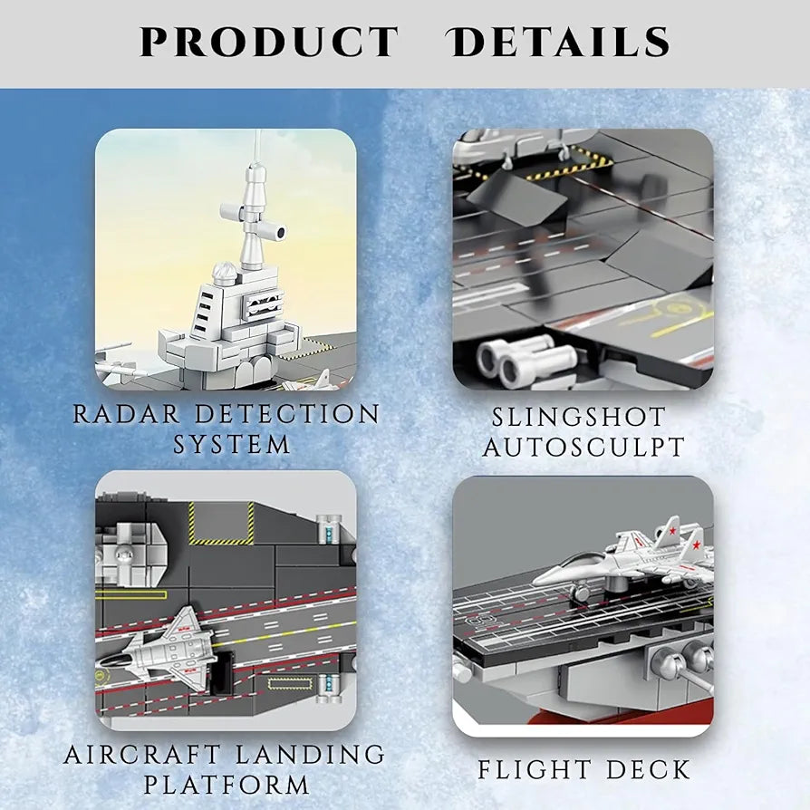 Military Warship Aircraft Carrier Building Block Set |6+