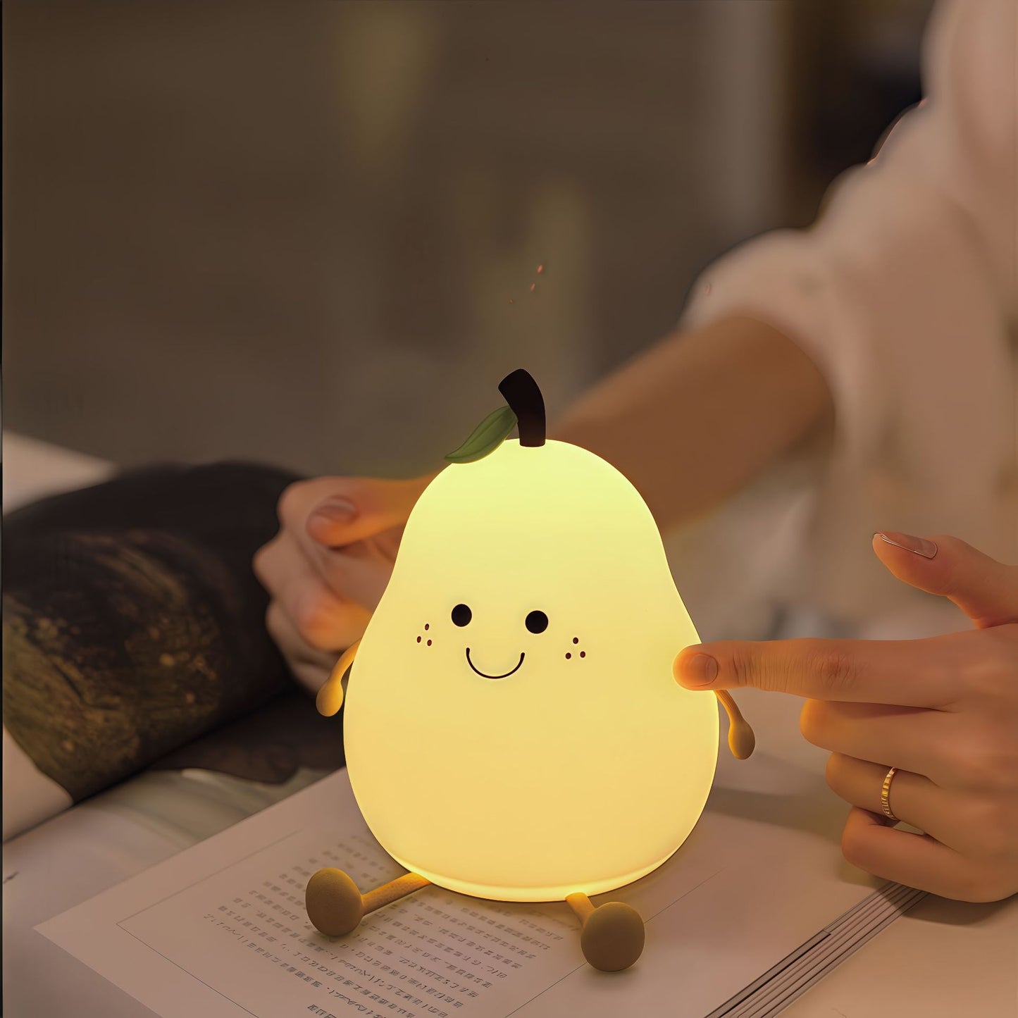 Cute Pear Night Light Silicone Rechargeable Colorful LED | 3+