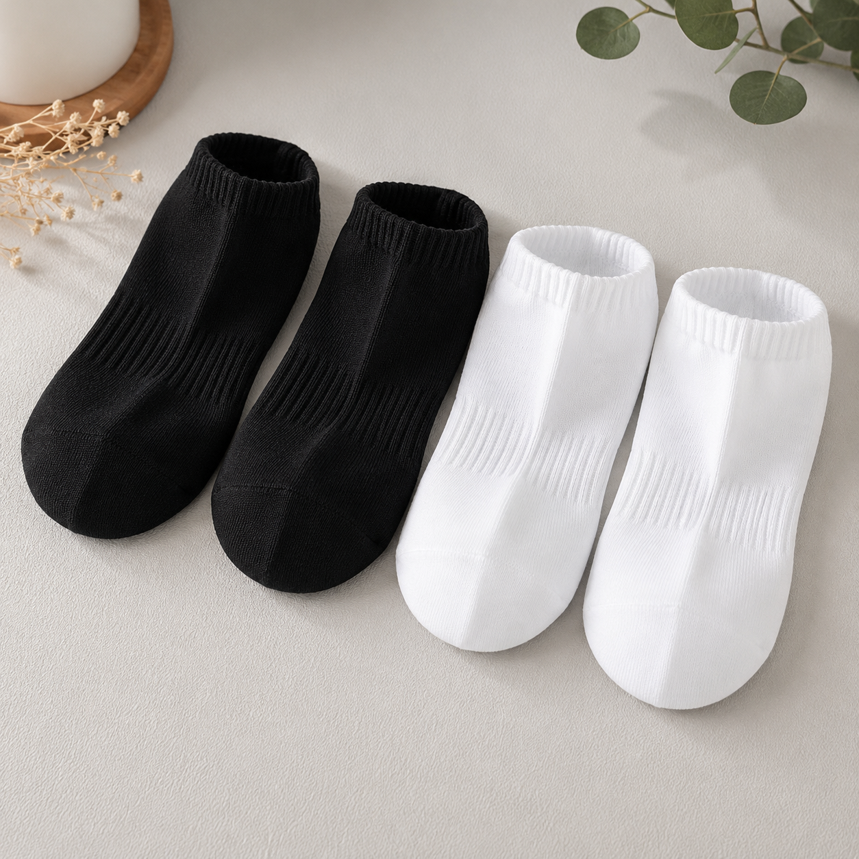 Cotton Ankle Socks 1 pair – Black & White | Size 36–41