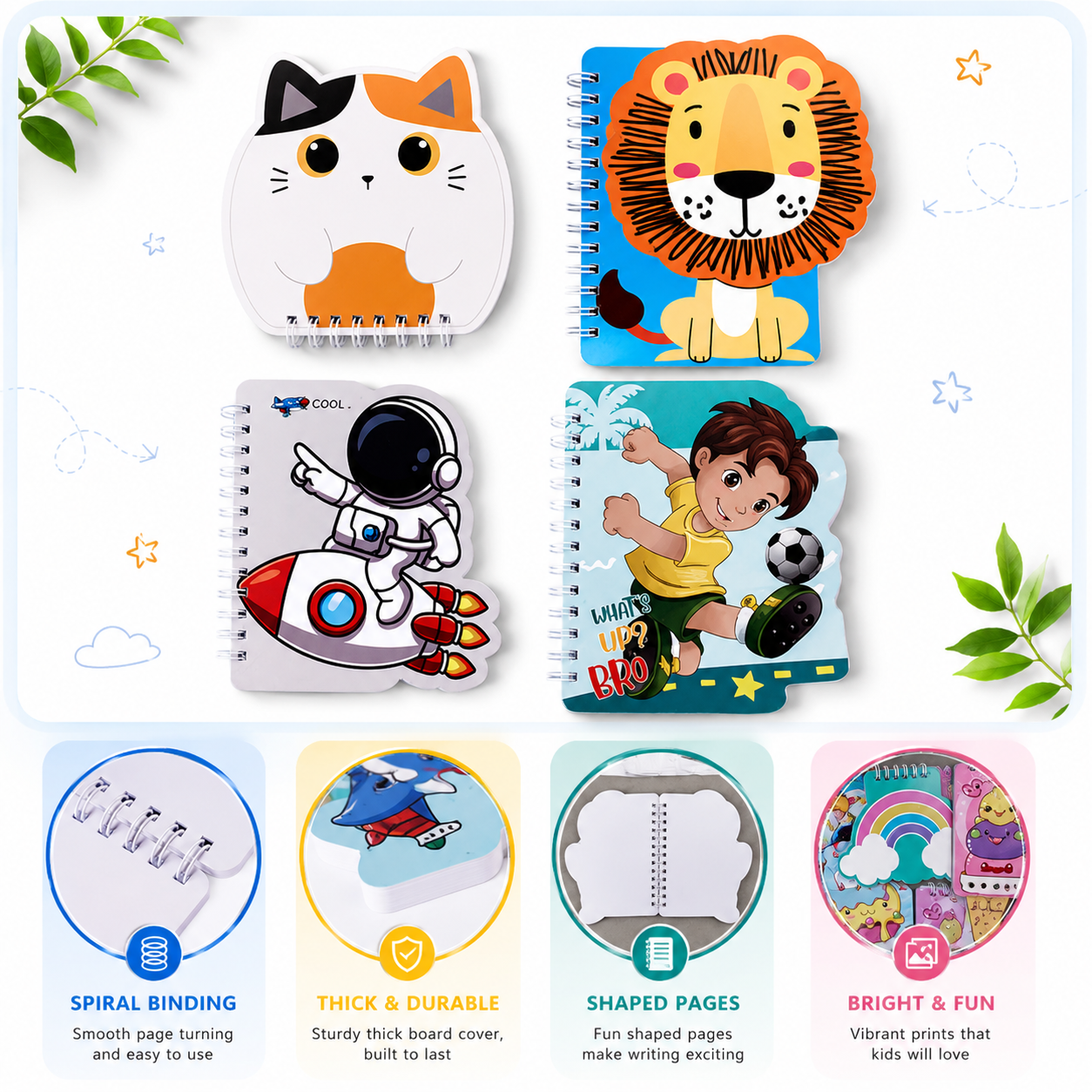 Cute Shaped Spiral Notebook for Kids Animal Design