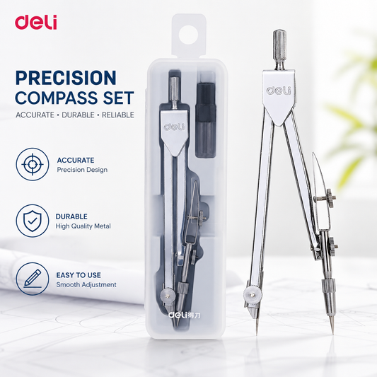 Deli Precision Compass Set for School & Drawing