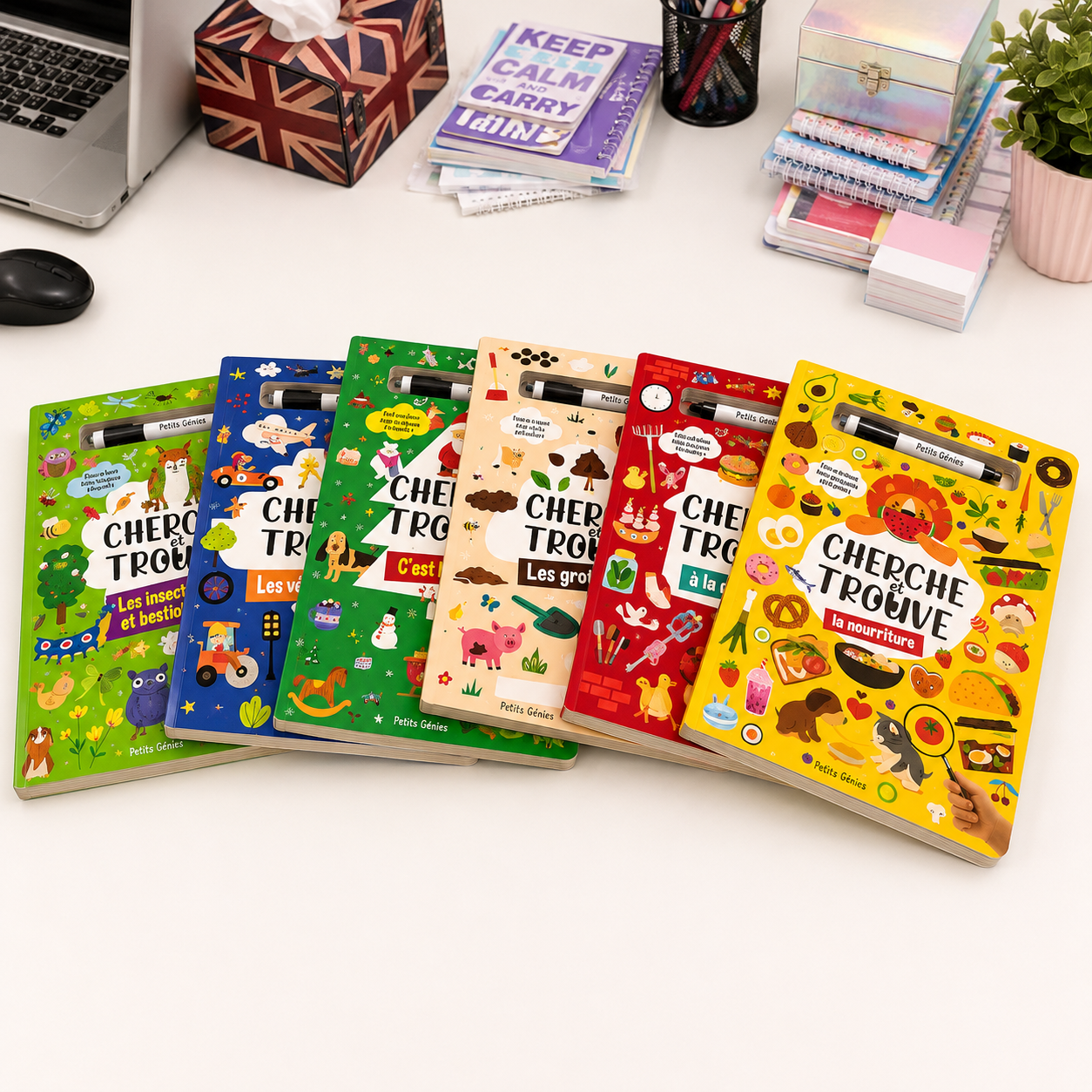 " Cherche Et Trouve " Livre-Ardoise Avec Marqueur Effaçable - French Book | Hard Cover | 3+