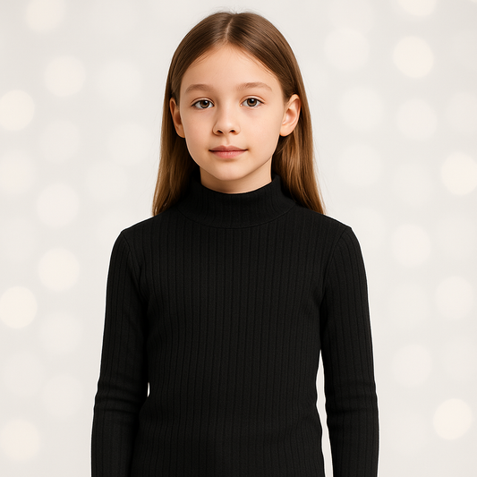 Black Long Sleeve Top Cotton For Girls Size 1-13y