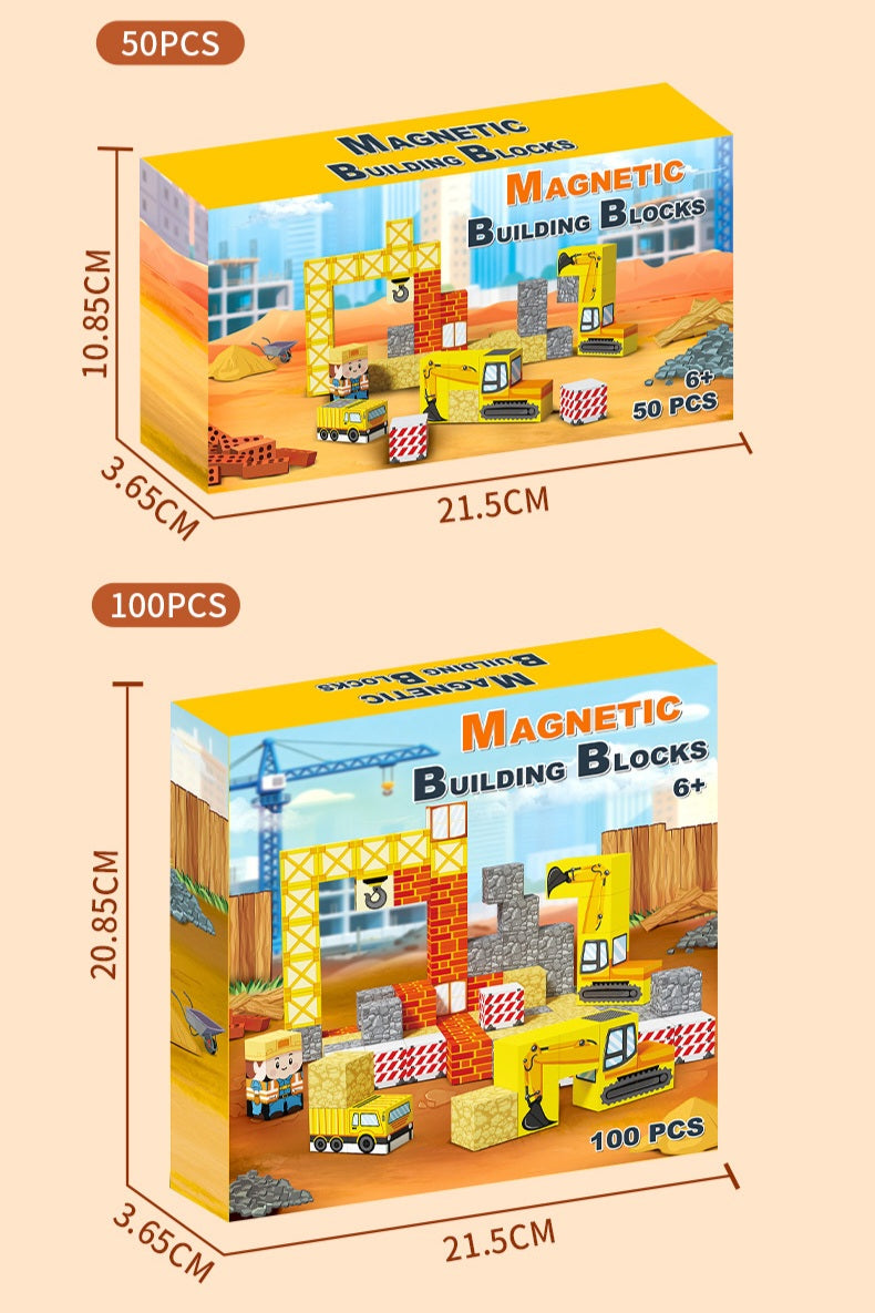 Magnetic Building Blocks | 50-100Pcs | Engineering-Police | 6+