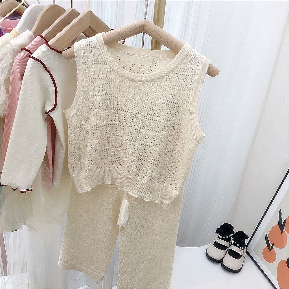 Girls Cotton Beige Set – Soft Summer Outfit (7-8Y)