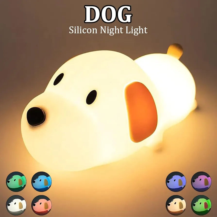 Dog Silicone Night Light | USB Rechargeable Color-Changing | 3+