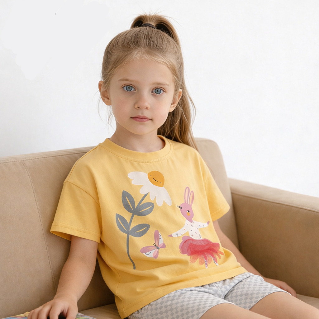 Girls Cotton Bunny Set – Soft Summer Outfit (4–10Y)