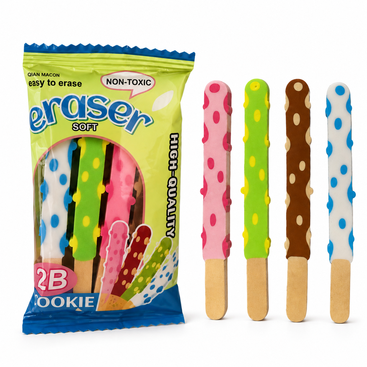 Non-Toxic Popsicle Eraser Sticks – Assorted Colors