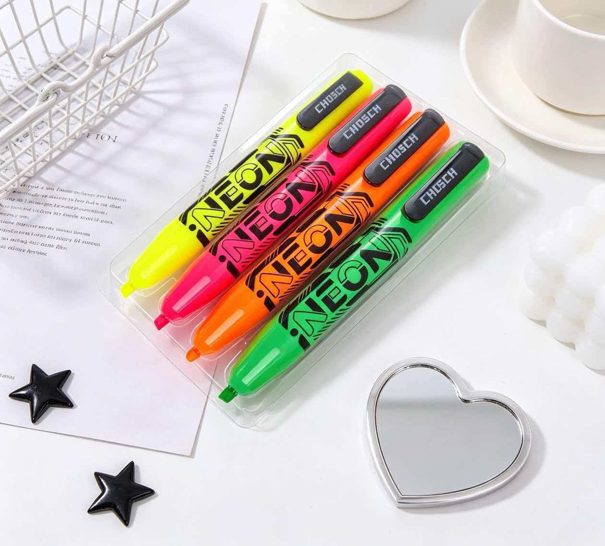 Neon Color Highlighter Set – 4 Colors | 4 Pcs