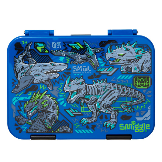 Smiggle Lunch Box | Blue Dinosaur | 21x15x4.5cm