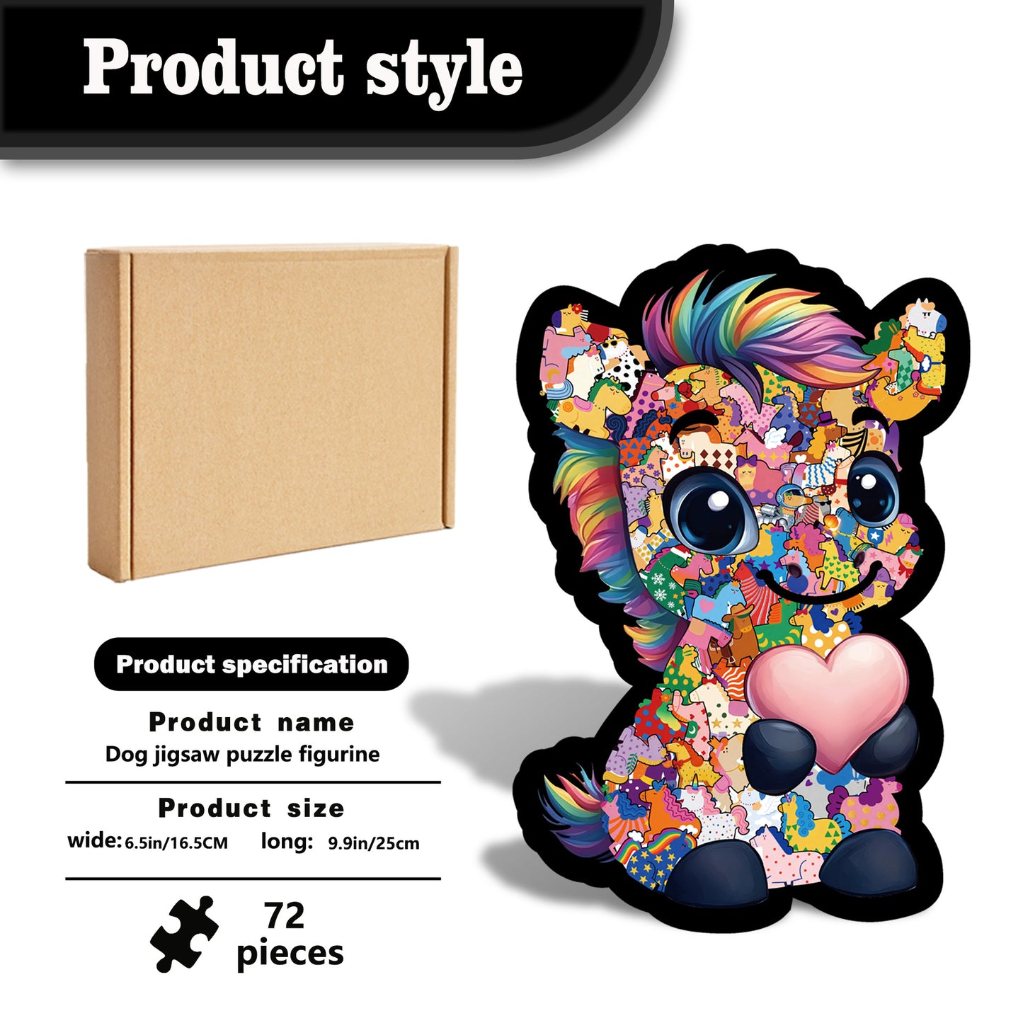 Cute Dog Wooden Puzzle – 72 Pieces | Colorful Animal Jigsaw Puzzle | 26004
