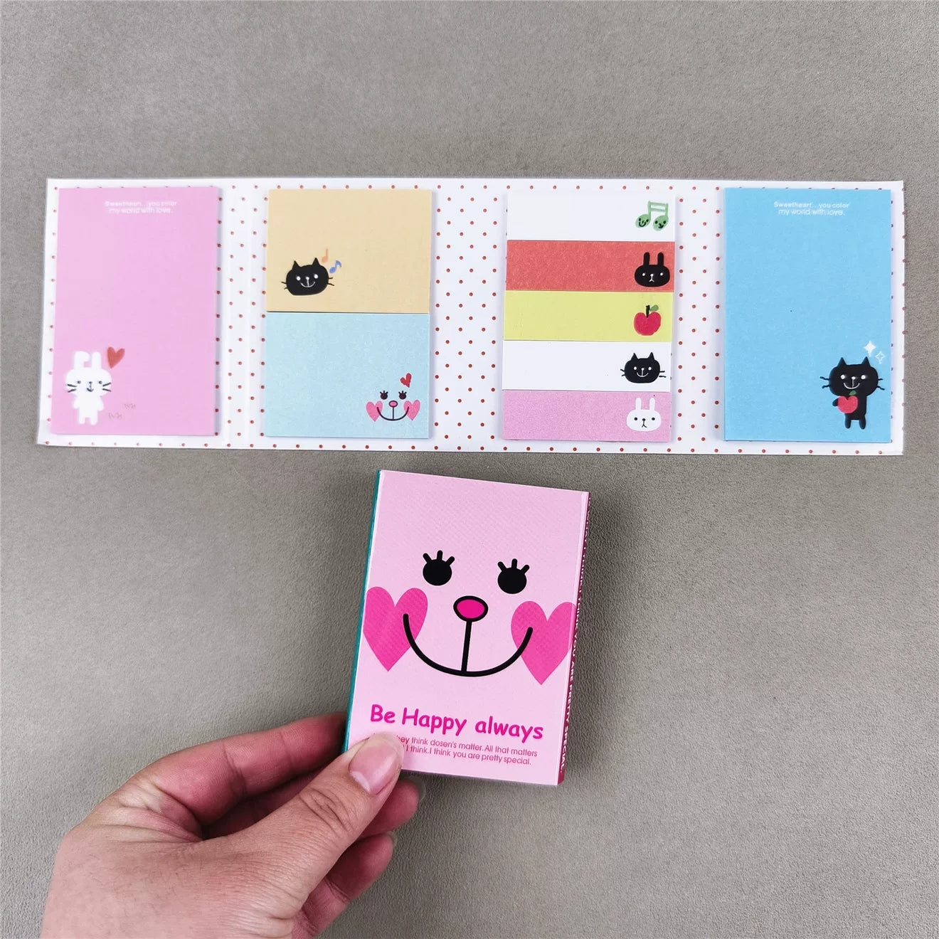 Cute Mini Sticky Notes Set – Cartoon Memo Pads & Page Markers