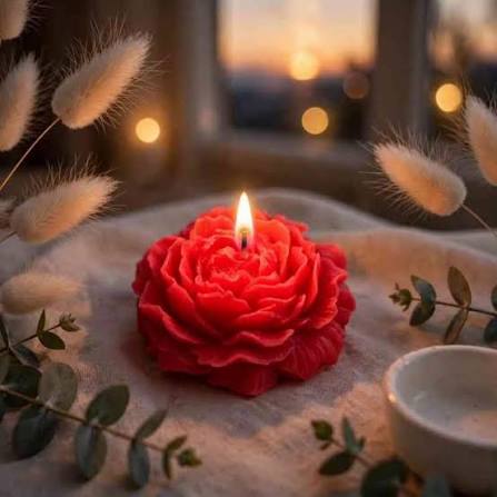 Peony Flower Candle | Pink or Red Decorative Candle