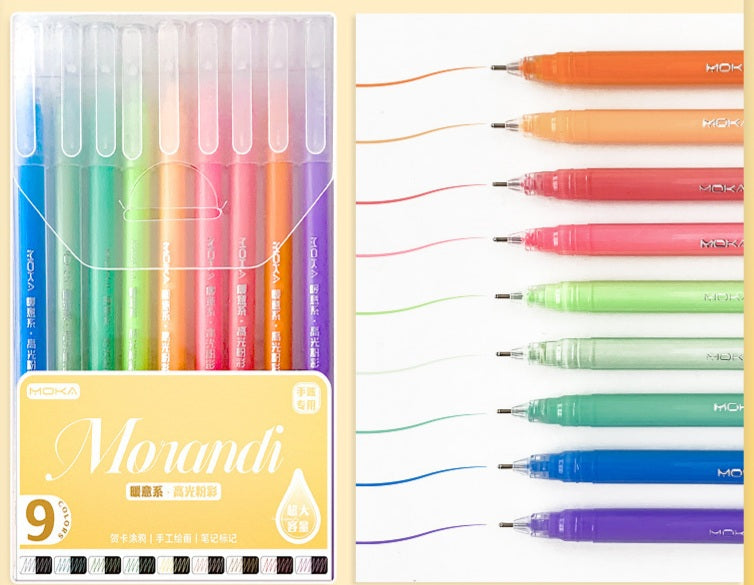 Morandi Metal gloss Pen Pack Of 9 Pcs 0.5mm
