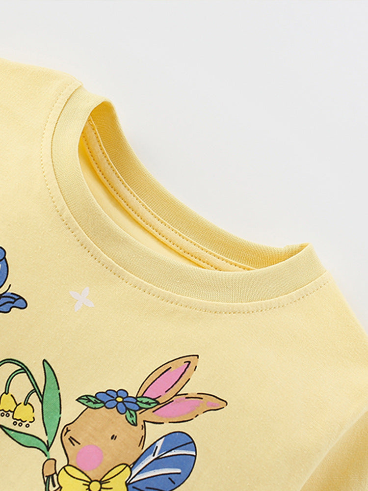 Girls Cotton Bunny Pajama Set | Size 3-10y