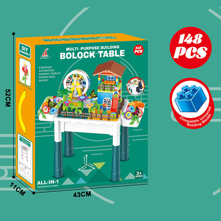 Block Table Multi-Purpose Building Toy 148 Pcs