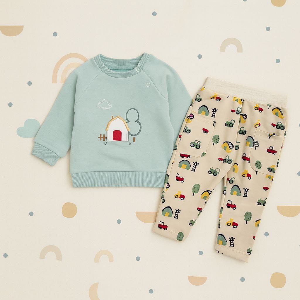 Nice Set For  Baby Boy Farm Design Size 0-9 Months