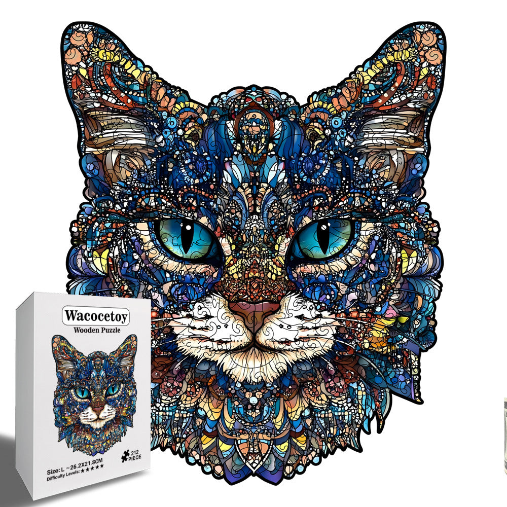 Mystic Cat Wooden Puzzle – 212 Pieces | Premium Animal Jigsaw Puzzle