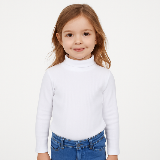 White Long Sleeve Top Cotton For Girls Size 1-13y