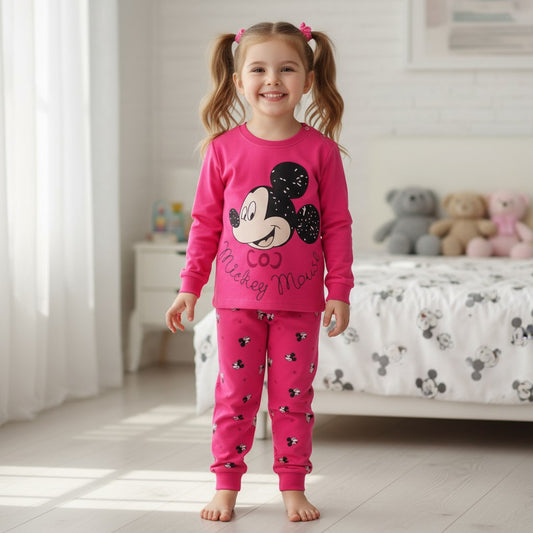 Cotton  100% Pyjama For Kids Long Sleeve Mickey Mouse Design