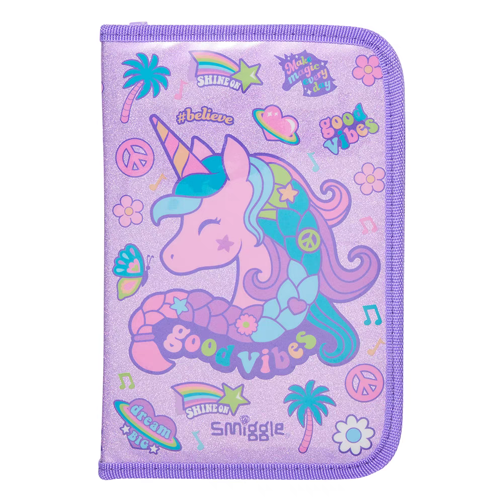 Smiggle Unicorn Pencil Case with pencils