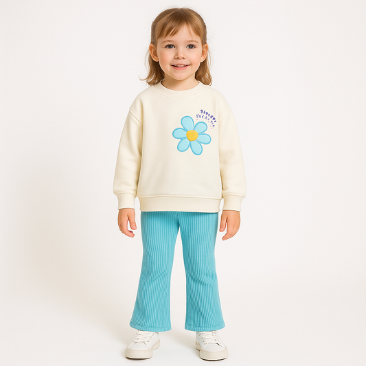 Cotton 100% Outfits Flowers Design 2-8y