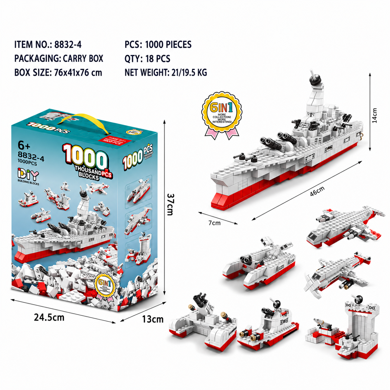1000PCS 6-in-1 Building Blocks Collection Set | 6+