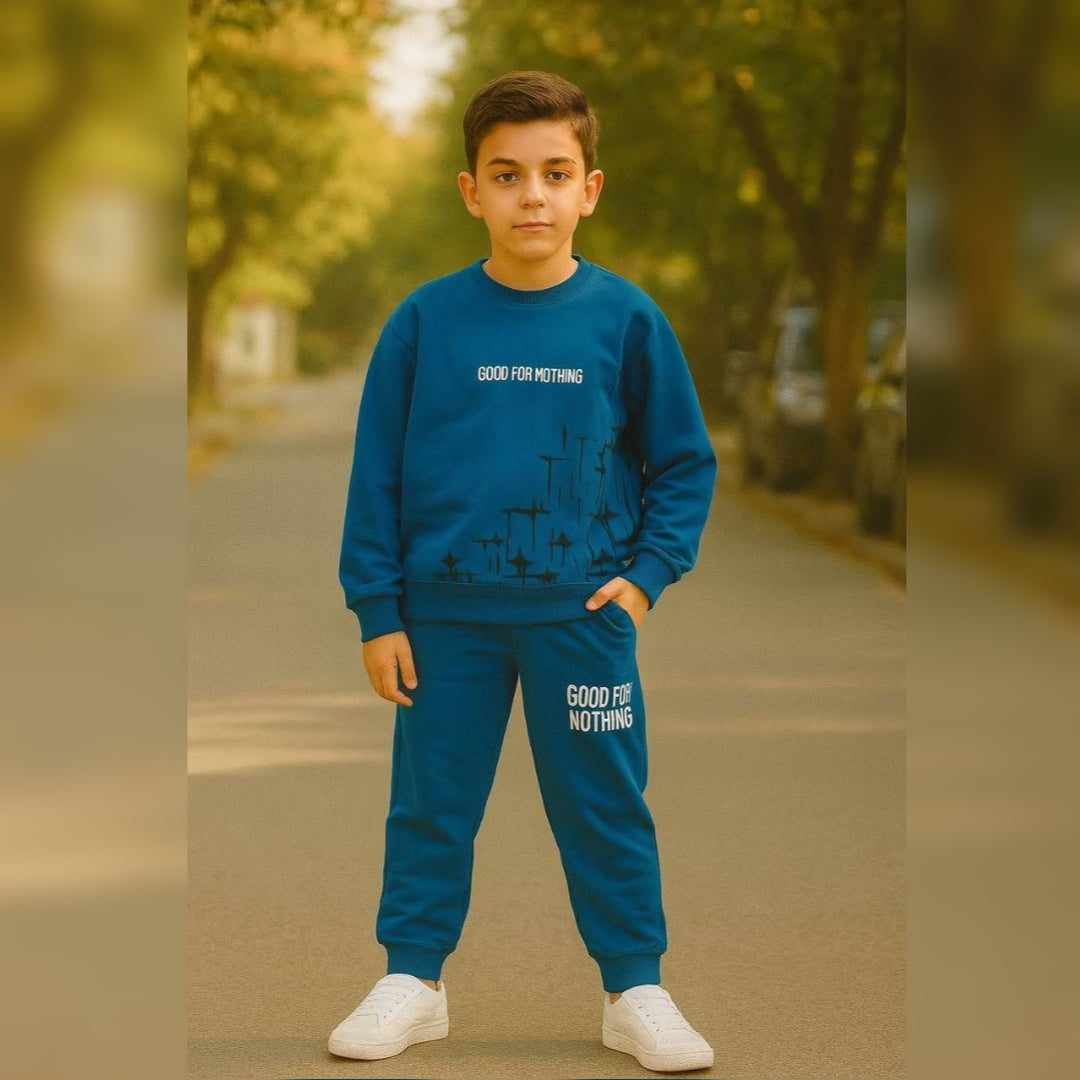 Big Size Cotton Blue Outfit For Boys 10-15y