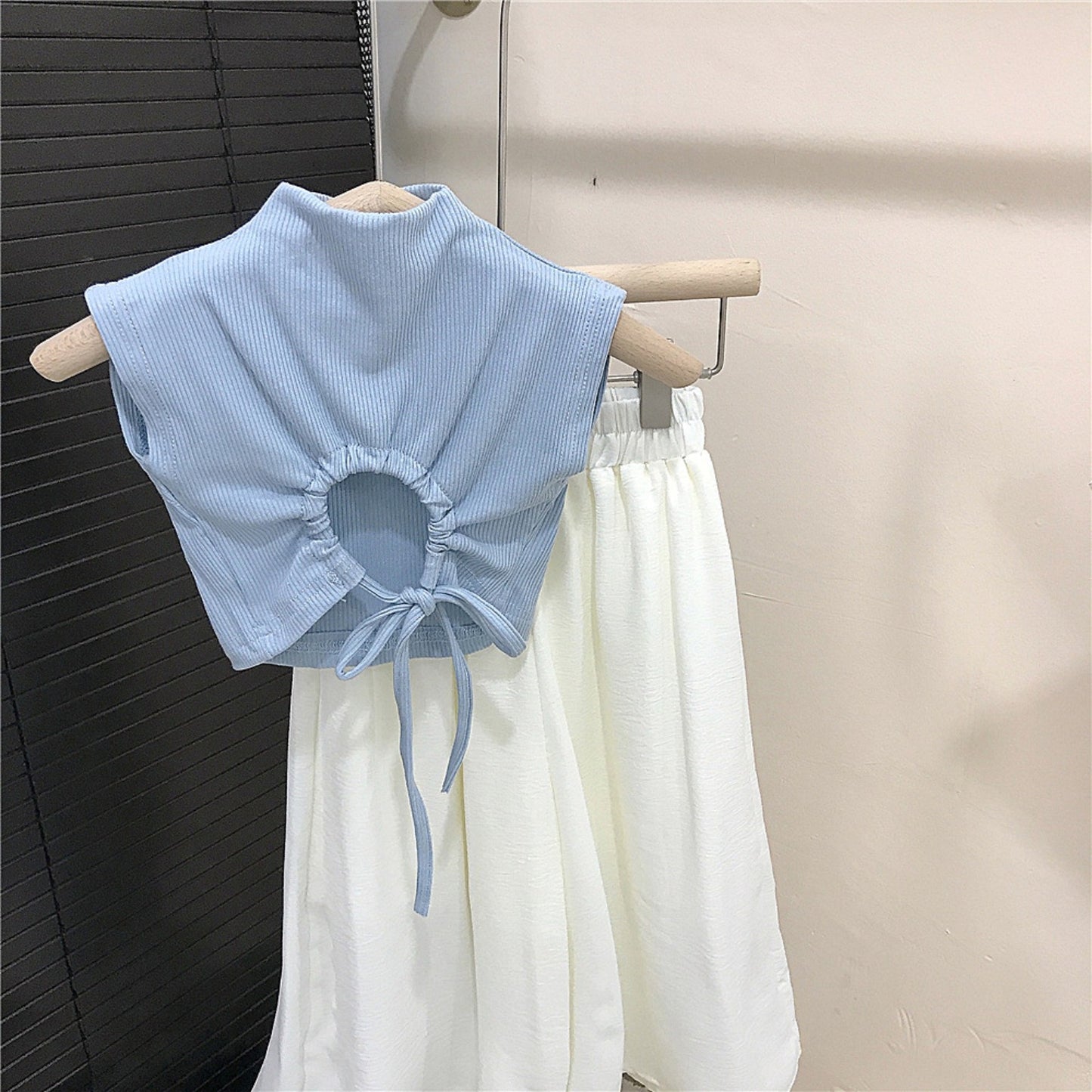 Girls Cotton White-Blue Set – Soft Summer Outfit (3-10Y)