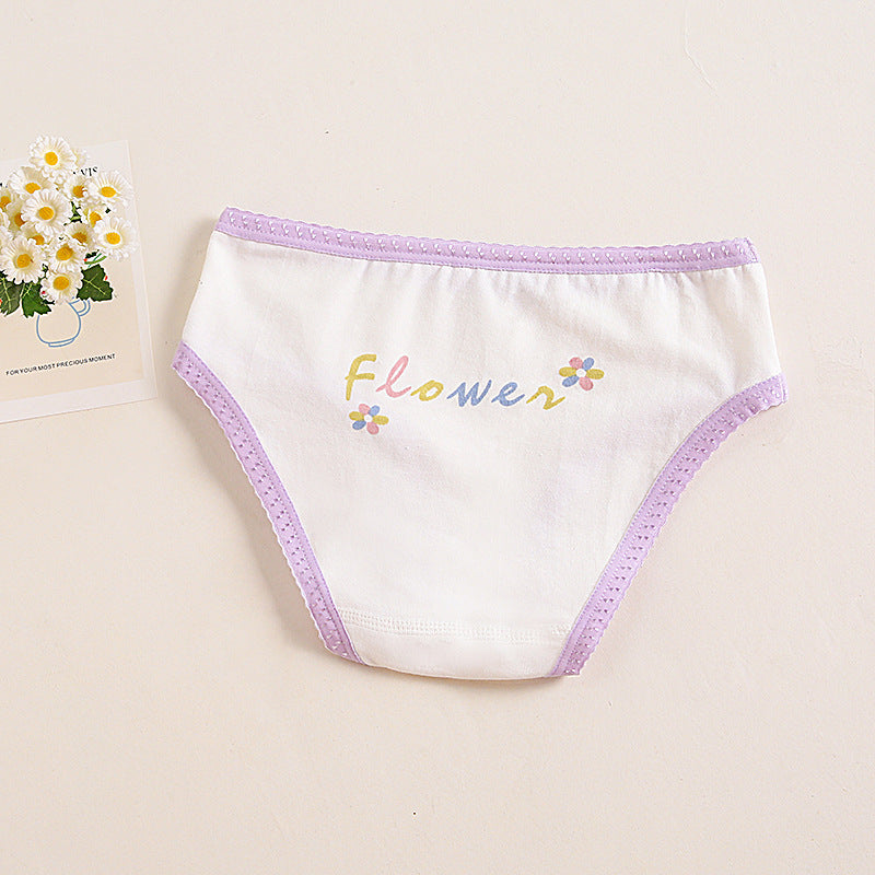 Girls Cotton Panties (4 pcs) Purple Flower| Size 2–12Y