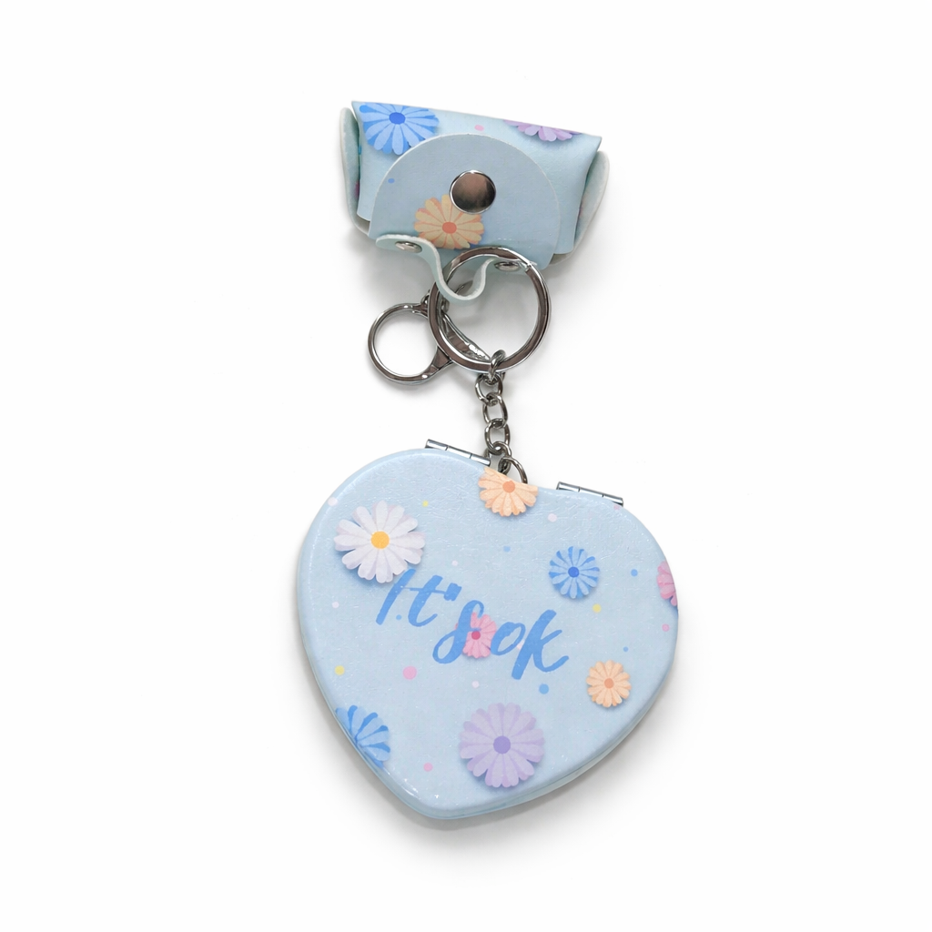 Mirrors Pocket keychain with small bag | Flowers |