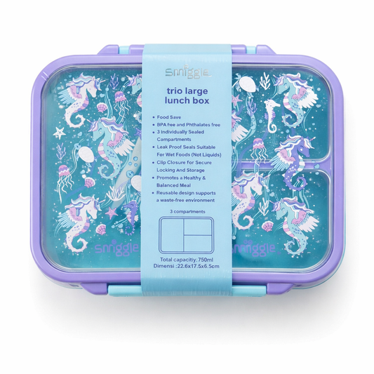 Smiggle Lunch Box - Seahorse | 22.6×17.5×6.5cm
